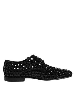 Zapatos formales derby de ante negro con strass  