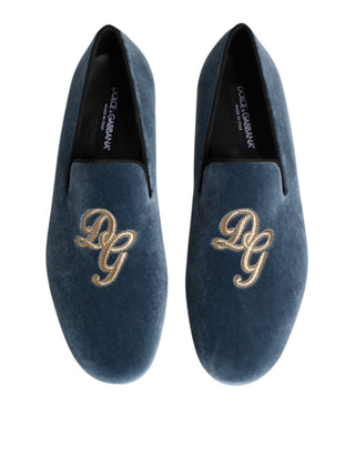 Blue Velvet DG Logo Loafers Formelle Schuhe