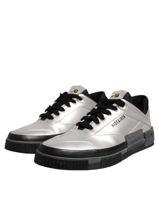 Metallic Silver Low Top Lace Up Sneakers Shoes