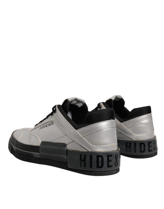 Metallic Silver Low Top Lace Up Sneakers Shoes
