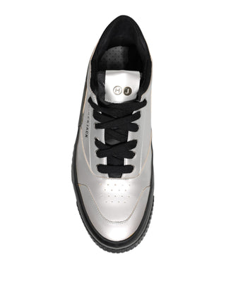 Metallic Silver Low Top Lace Up Sneakers Shoes