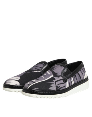 Schwarze tropische Slip-On Herren-Sneakers
