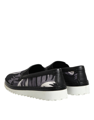 Schwarze tropische Slip-On Herren-Sneakers