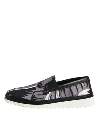 Schwarze tropische Slip-On Herren-Sneakers