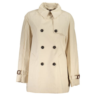 Beiger Baumwoll-Trenchcoat für Damen