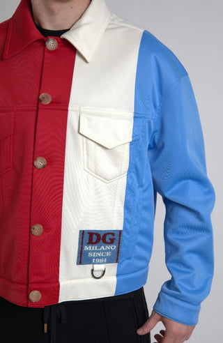 Chaqueta corta con cuello multicolor de poliéster