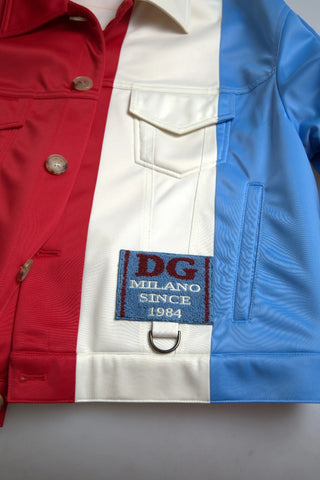 Chaqueta corta con cuello multicolor de poliéster