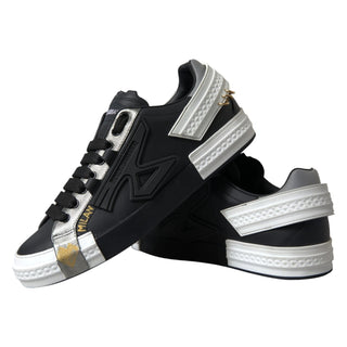 Schwarze Portofino Low-Top-Sneakers aus Leder