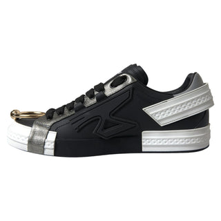 Schwarze Portofino Low-Top-Sneakers aus Leder