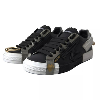 Schwarze Portofino Low-Top-Sneakers aus Leder