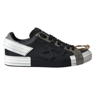 Schwarze Portofino Low-Top-Sneakers aus Leder