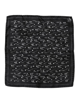 Schwarz Weiß Bedruckter Quadratischer Herren Foulard Schal