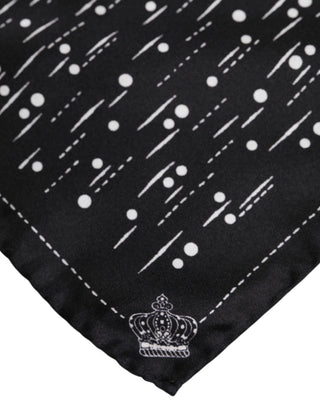 Schwarz Weiß Bedruckter Quadratischer Herren Foulard Schal