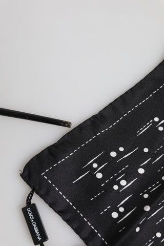 Schwarz Weiß Bedruckter Quadratischer Herren Foulard Schal