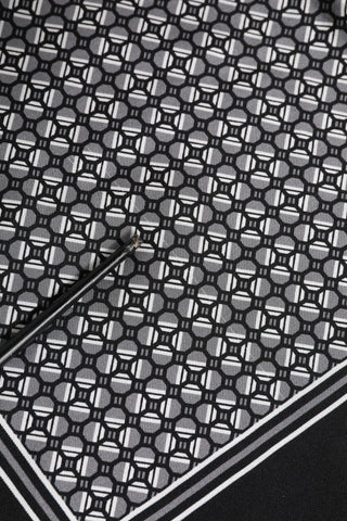 Black White Patterned Square Foulard Scarf