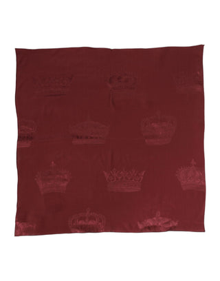 Maroon Silk Crown Square Men Foulard Scarf