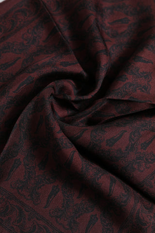 Maroon Black Printed Square Men Foulard Scarf