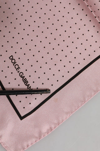 Beige Dotted Silk Square Men Foulard Scarf