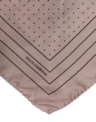 Pañuelo cuadrado de seda beige con puntos para hombre