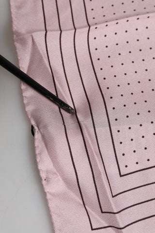 Pañuelo cuadrado de seda beige con puntos para hombre