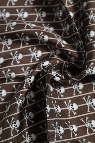 Brown Skull Silk Square Men Foulard Scarf