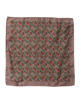 Brown Chili Print Silk Square Foulard Scarf