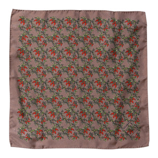 Brown Chilis Silk Square Men Foulard Scarf