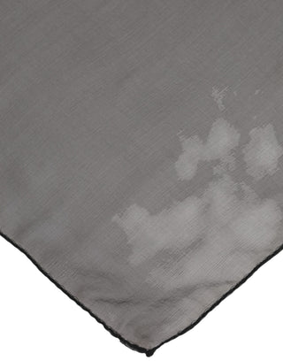 Gray Black Silk Square Women Foulard Scarf