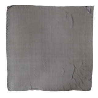 Gray Black Silk Square Women Foulard Scarf