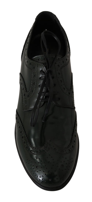 Zapatos Oxford de Cuero Verde con Punta Brogue