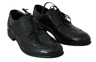 Zapatos Oxford de Cuero Verde con Punta Brogue