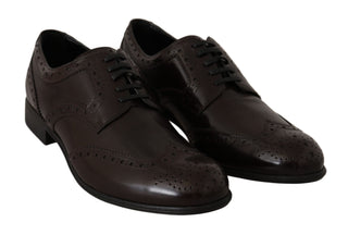 Braune Leder Brogue Oxford Halbschuhe mit Flügelkappe
