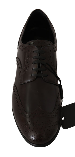 Braune Leder Brogue Oxford Halbschuhe mit Flügelkappe