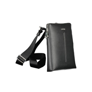 Schwarze Herren-Schultertasche aus Polyurethan