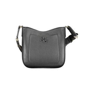 Bolso de hombro de cuero negro para mujer