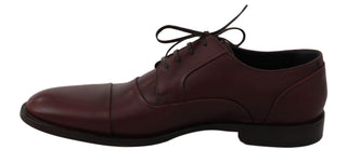 Zapatos Derby Formales de Cuero Burdeos Rojos