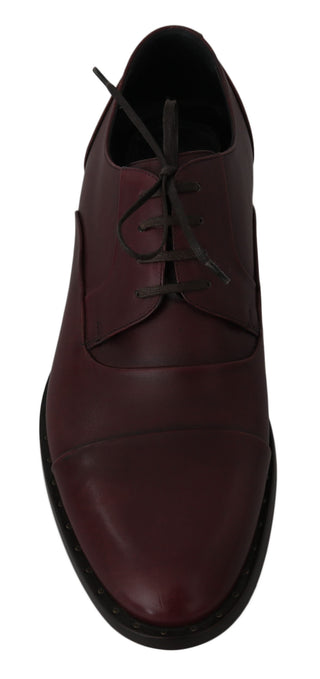 Zapatos Derby Formales de Cuero Burdeos Rojos