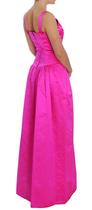 Vestido de gala de tubo largo de seda rosa