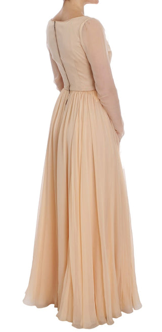 Beiges Ballkleid aus Seide in voller Länge