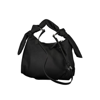 Schwarze Damenhandtasche aus Polyester