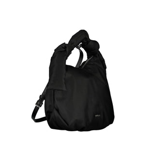 Schwarze Damenhandtasche aus Polyester