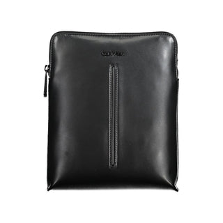 Black Polyurethane Men's Shoulder Bag