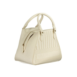 Bianco Polyurethane Women's Bag with Handles and Shoulder Strap