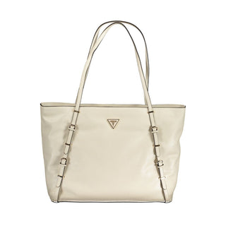 Beige Damenhandtasche aus Polyurethan