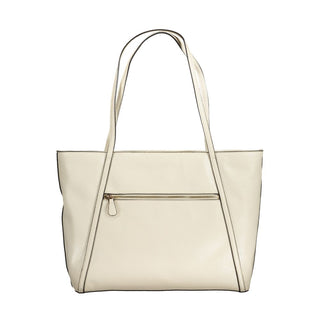 Beige Damenhandtasche aus Polyurethan