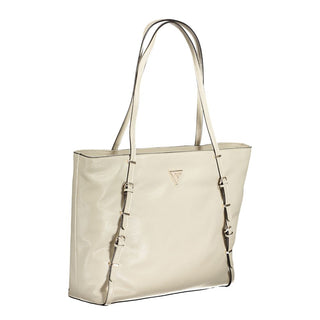 Beige Damenhandtasche aus Polyurethan