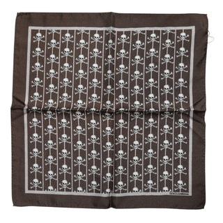 Braunes Totenkopf Seiden-Foulard für Herren