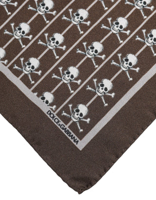 Braunes Totenkopf Seiden-Foulard für Herren