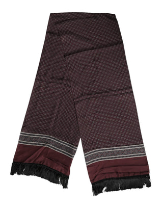 Maroonfarbener Foulard-Schal aus Seide mit gepunkteten Fransen
