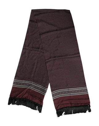 Maroonfarbener Foulard-Schal aus Seide mit gepunkteten Fransen